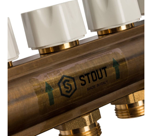 Коллектор распределительный латунный с расходомерами STOUT 7 выходов SMB 0473 000007