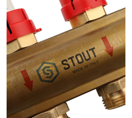 Коллектор распределительный латунный с расходомерами STOUT 8 выходов SMB 0473 000008