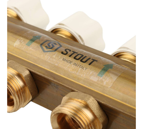 Коллектор распределительный латунный с расходомерами STOUT 8 выходов SMB 0473 000008