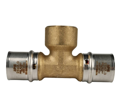 Тройник-переходник пресс STOUT с внутренней резьбой 26х3/4х26 SFP-0007-003426
