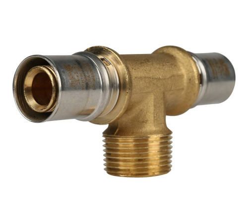 Тройник-переходник пресс STOUT с наружной резьбой 20х3/4х20 SFP-0008-203420