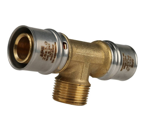 Тройник-переходник пресс STOUT с наружной резьбой 26х3/4х26 SFP-0008-263426
