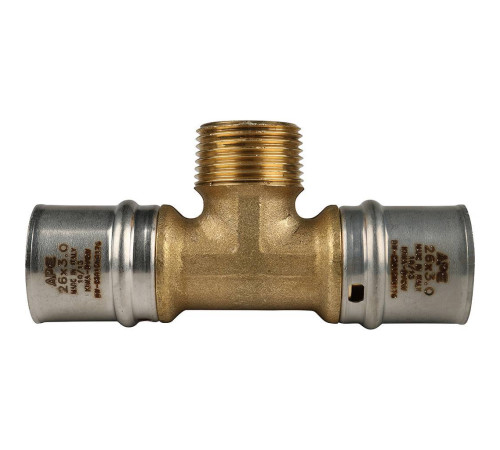 Тройник-переходник пресс STOUT с наружной резьбой 26х3/4х26 SFP-0008-263426
