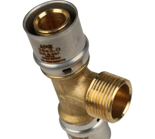 Тройник-переходник пресс STOUT с наружной резьбой 26х3/4х26 SFP-0008-263426