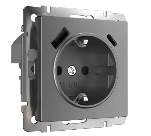 Розетка с заземлением, шторками и USB тип A+C (графит матовый) W1171764