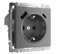 Розетка с заземлением, шторками и USB тип A+C (графит матовый) W1171764