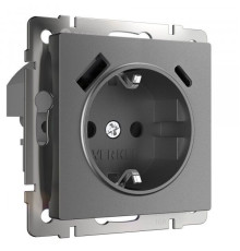 Розетка с заземлением, шторками и USB тип A+C (графит матовый) W1171764