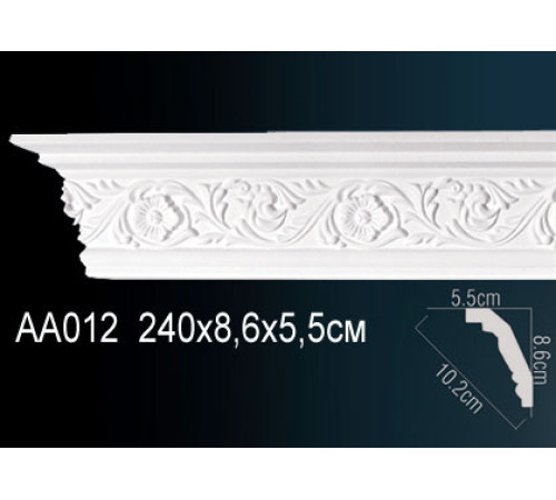 Карниз потолочный Perfect AA012 полиуретановый с орнаментом 86x55x2400 мм AA012