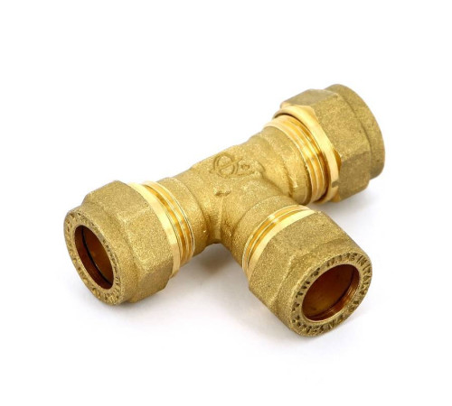 Тройник обжимной латунный Tiemme 12 мм 1000050