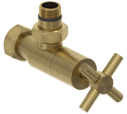 Вентиль регулирующий Сунержа угловой крест G 1/2 x G 3/4 состаренная латунь брашированная 051-1408-1234
