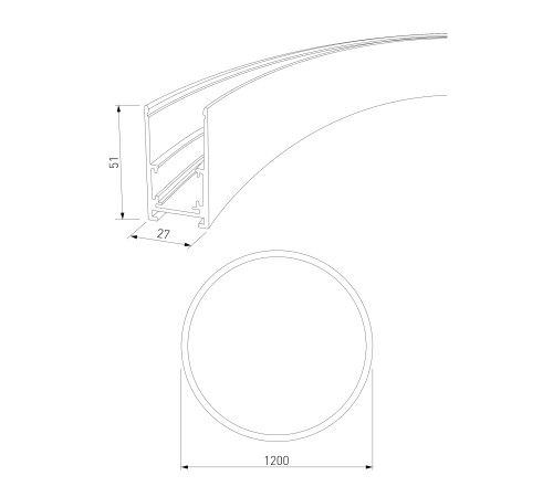 Slim Magnetic Накладной радиусный шинопровод черный ⌀ 1200мм 85161/00 85161/00
