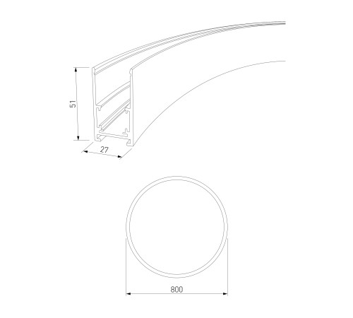 Slim Magnetic Накладной радиусный шинопровод черный ⌀ 800мм 85160/00 85160/00