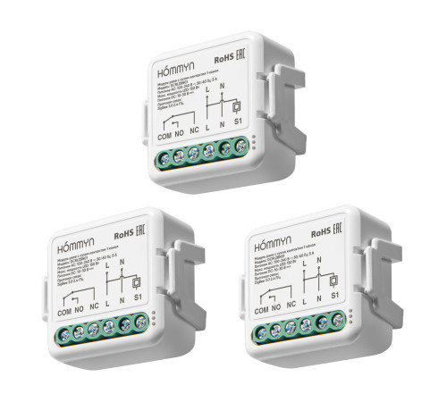 Комплект из 3 умных реле HOMMYN с сухим контактом 3DCRLZBN01