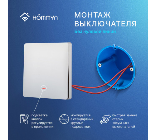 Комплект из двух умных одноклавишных выключателей HOMMYN Zigbee 2SWZBNN01W