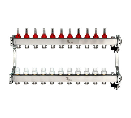 Коллекторный блок Wester 5 с расходомерами из нержавеющей стали 1x3/4 на 11 выходов MUFS11134