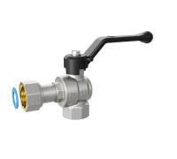 Кран шаровой латунный LD Pride 47.15.В-НкГк.У.Р Ду 15 Ру 40 угловой с накидной гайкой рычаг 47.15.В-НкГк.У.Р