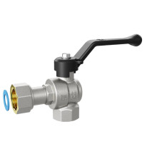 Кран шаровой латунный LD Pride 47.15.В-НкГк.У.Р Ду 15 Ру 40 угловой с накидной гайкой рычаг 47.15.В-НкГк.У.Р