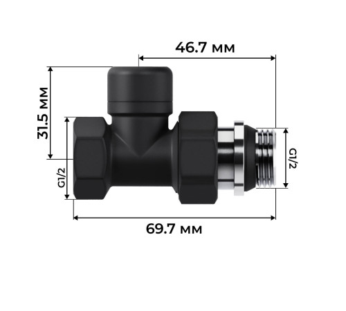 Набор термостатический прямой Royal Thermo Design 1/2 M30x1,5 Черный НС-1640378