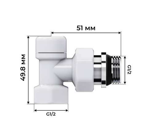 Набор термостатический угловой Royal Thermo Design 1/2 M30x1.5 белый НС-1640379
