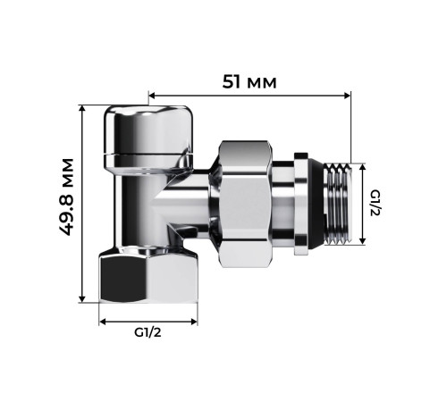Набор термостатический угловой Royal Thermo Design 1/2 M30x1.5 хром НС-1640380