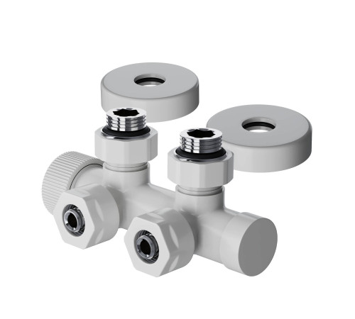 Узел нижнего подключения термостатический угловой Royal Thermo Design Pro 15 мм M30x1.5 Белый RTE 50.031