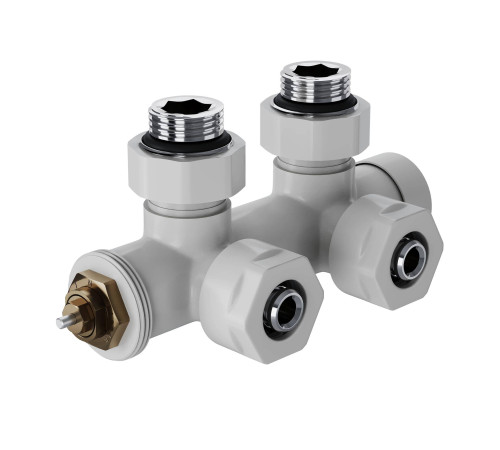 Узел нижнего подключения термостатический угловой Royal Thermo Design Pro 15 мм M30x1.5 Белый RTE 50.031