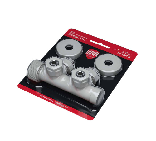 Узел нижнего подключения термостатический угловой Royal Thermo Design Pro 15 мм M30x1.5 Белый RTE 50.031