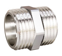 Ниппель прямой LD Pride DN15 1/2 дюйма НР-НР латунь никелированная LD.P.N.15.N