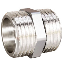 Ниппель прямой LD Pride DN15 1/2 дюйма НР-НР латунь никелированная LD.P.N.15.N