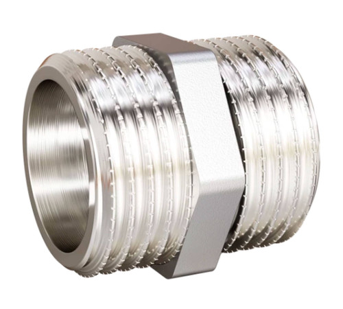 Ниппель прямой LD Pride DN15 1/2 дюйма НР-НР латунь никелированная LD.P.N.15.N