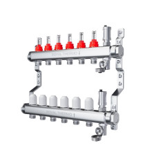 Коллекторная группа Royal Thermo из нержавеющей стали с расходомерами 11 выходов RTI 01.11