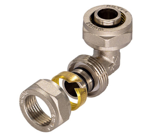 Уголок обжимной CTM для металлопластиковых труб 16х16 мм CLD01616