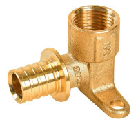 Уголок аксиальный РОСТерм 20x1/2 ВР с настенным креплением латунь 1629243