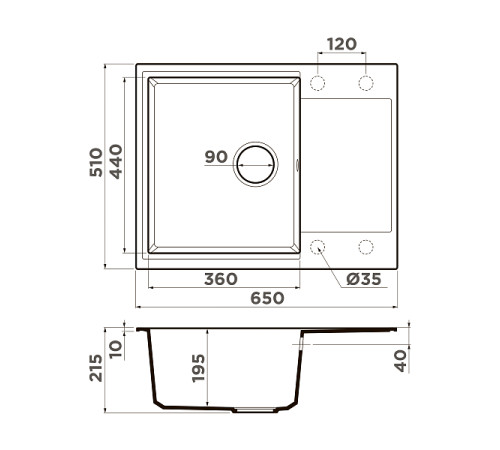 Кухонная мойка Omoikiri Daisen 65-BE Artgranit 65x51 см ваниль 4993678