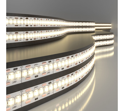 Светодиодная лента 24 В 24 Вт/м 240 Led/м 2835 IP20, теплый белый 3300K, 5 м Лента светодиодная 24V 24W 240Led 2835 IP20 тёплый белый, 5м