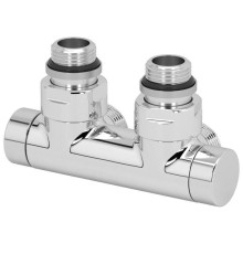 Узел радиаторный угловой Schlosser 1/2 x 3/4 EK с запорным клапаном хром V48110B