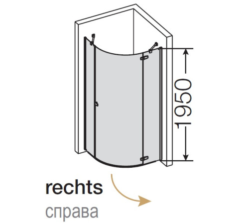 Душевая кабина 1/4 круга Provex Combi 1000х1950 мм R550 6005 CS 05 GH R