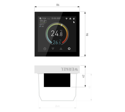 Умный сенсорный терморегулятор с LCD дисплеем белый W1851101