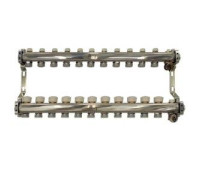 Коллекторный блок Gekon 1 x 3/4 11 выходов из нержавеющей стали с расходомерами GK 73111