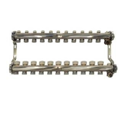 Коллекторный блок Gekon 1 x 3/4 11 выходов из нержавеющей стали с расходомерами GK 73111