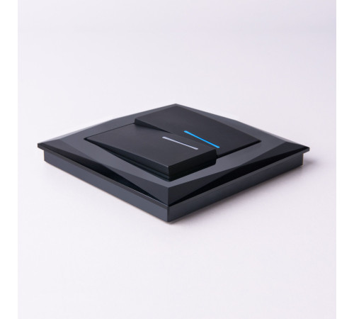 Выключатель двухклавишный проходной с подсветкой (черный матовый) W1122108