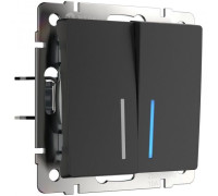 Выключатель двухклавишный проходной с подсветкой (черный матовый) W1122108