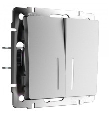 Выключатель двухклавишный проходной с подсветкой серебряный матовый W1122165