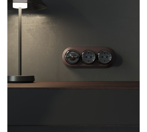 Выключатель на 4 положения двухклавишный черный ретро W5620008