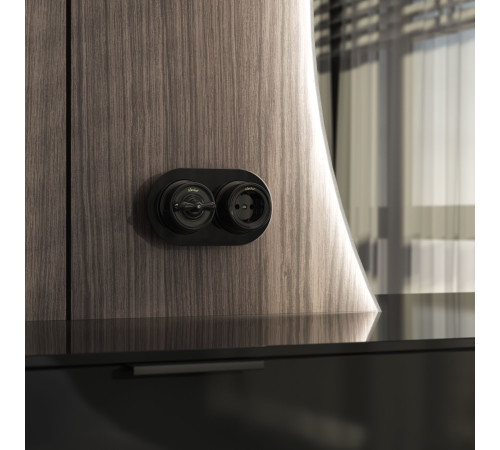 Выключатель на 4 положения двухклавишный черный ретро W5620008