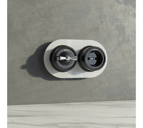 Выключатель на 4 положения двухклавишный черный ретро W5620008