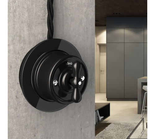 Выключатель на 4 положения двухклавишный черный ретро W5620008