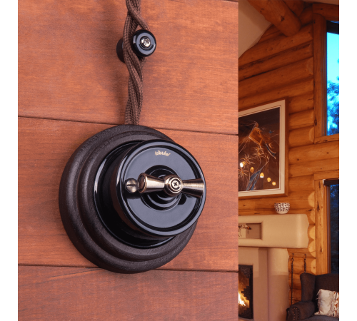 Выключатель на 4 положения двухклавишный черный ретро W5620008