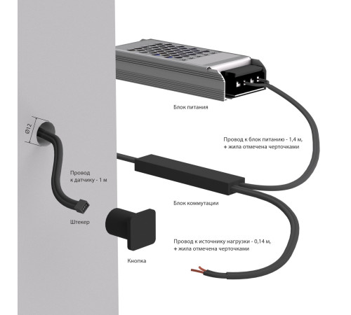 Выключатель сенсорный с функцией диммирования 12/24V 36/72W 95003/01