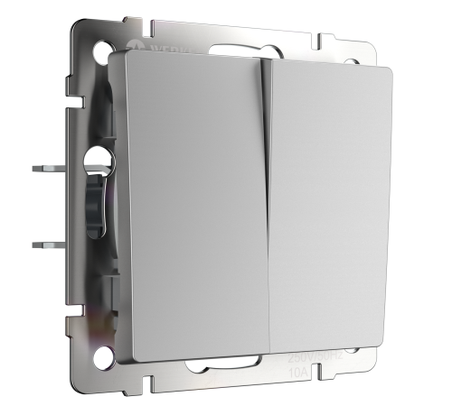 W1122006/ Выключатель двухклавишный проходной (серебряный) W1122006